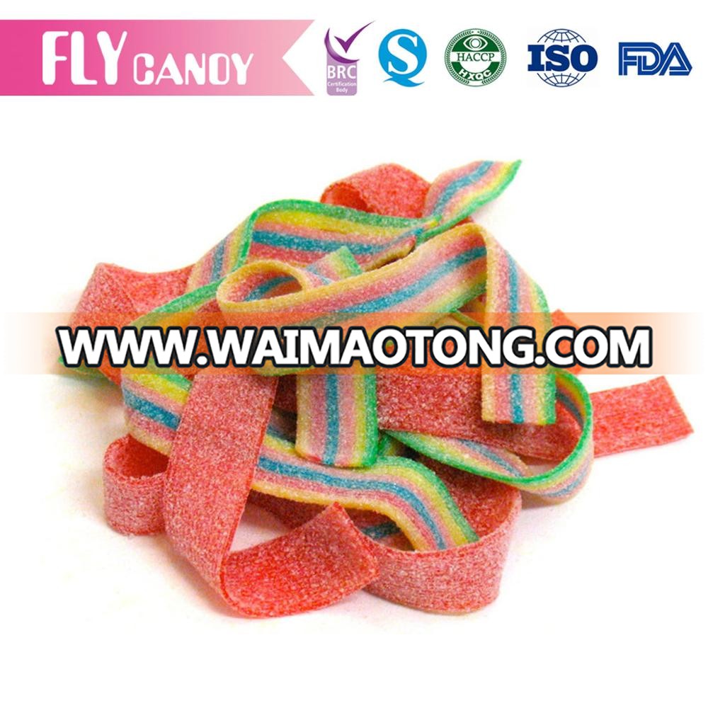 Halal sugar coated sour belt soft chewing candy